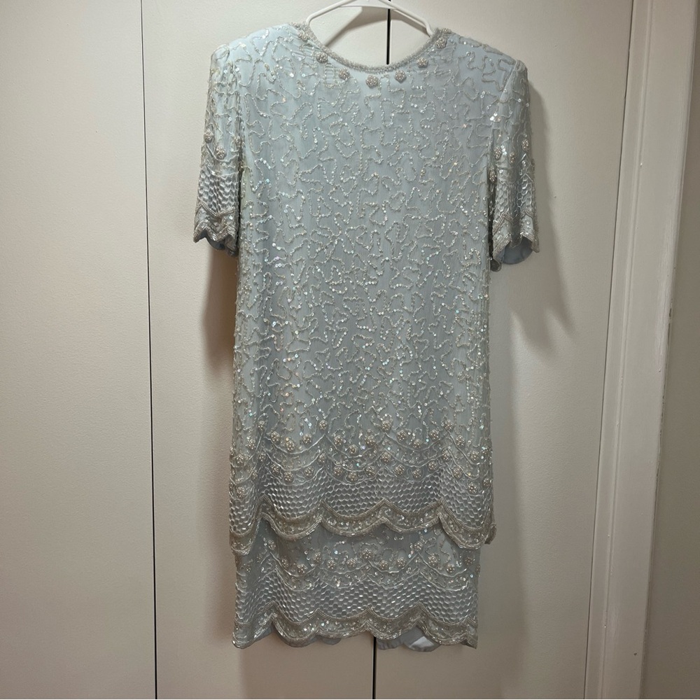 Vintage Victoria Morgan Beaded Sequin Dress Size M Silk & Polyester